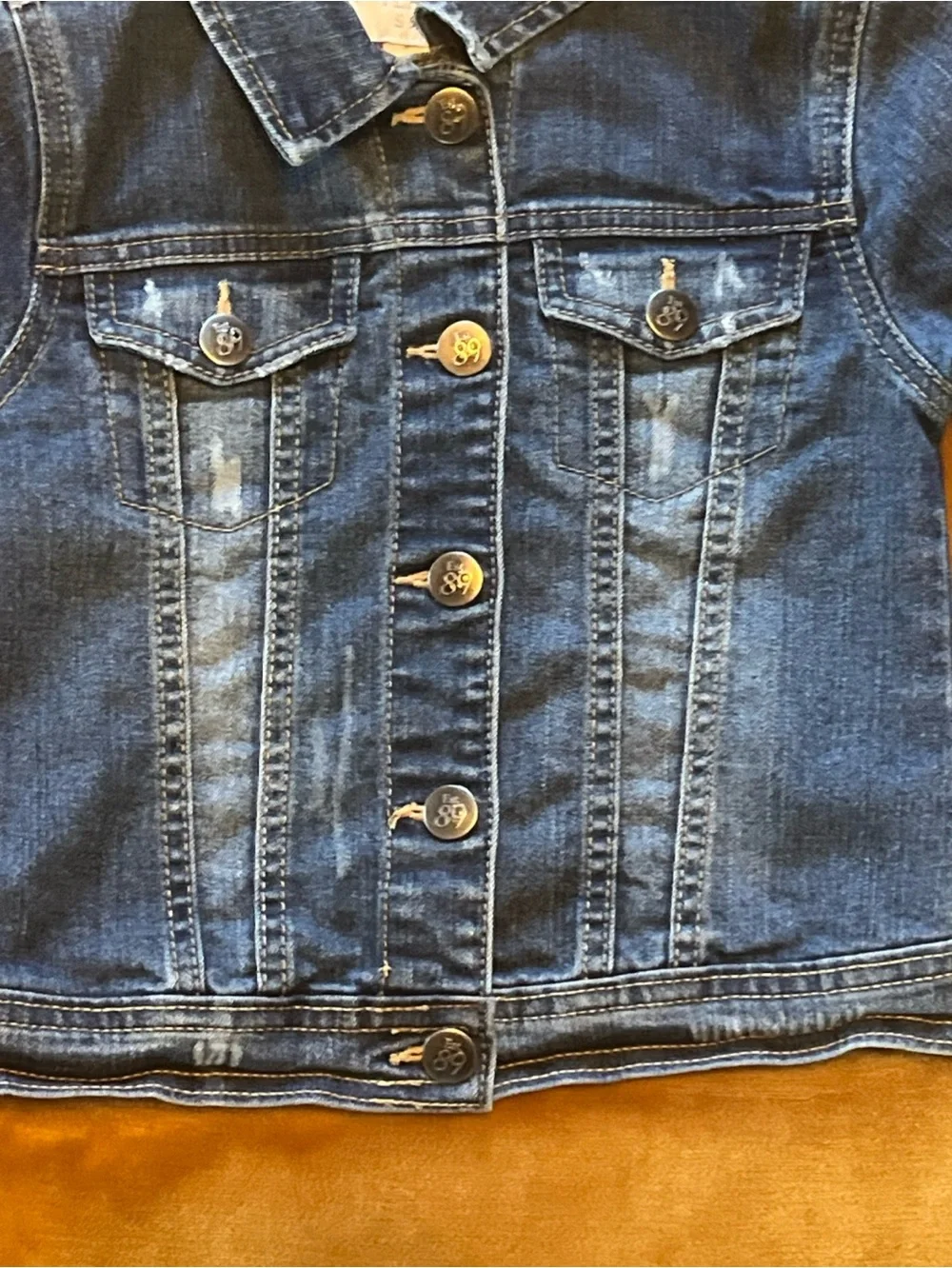 Children's Place Blue Jean Jacket Girls Size 5/6 Snap Front Denim Pockets School